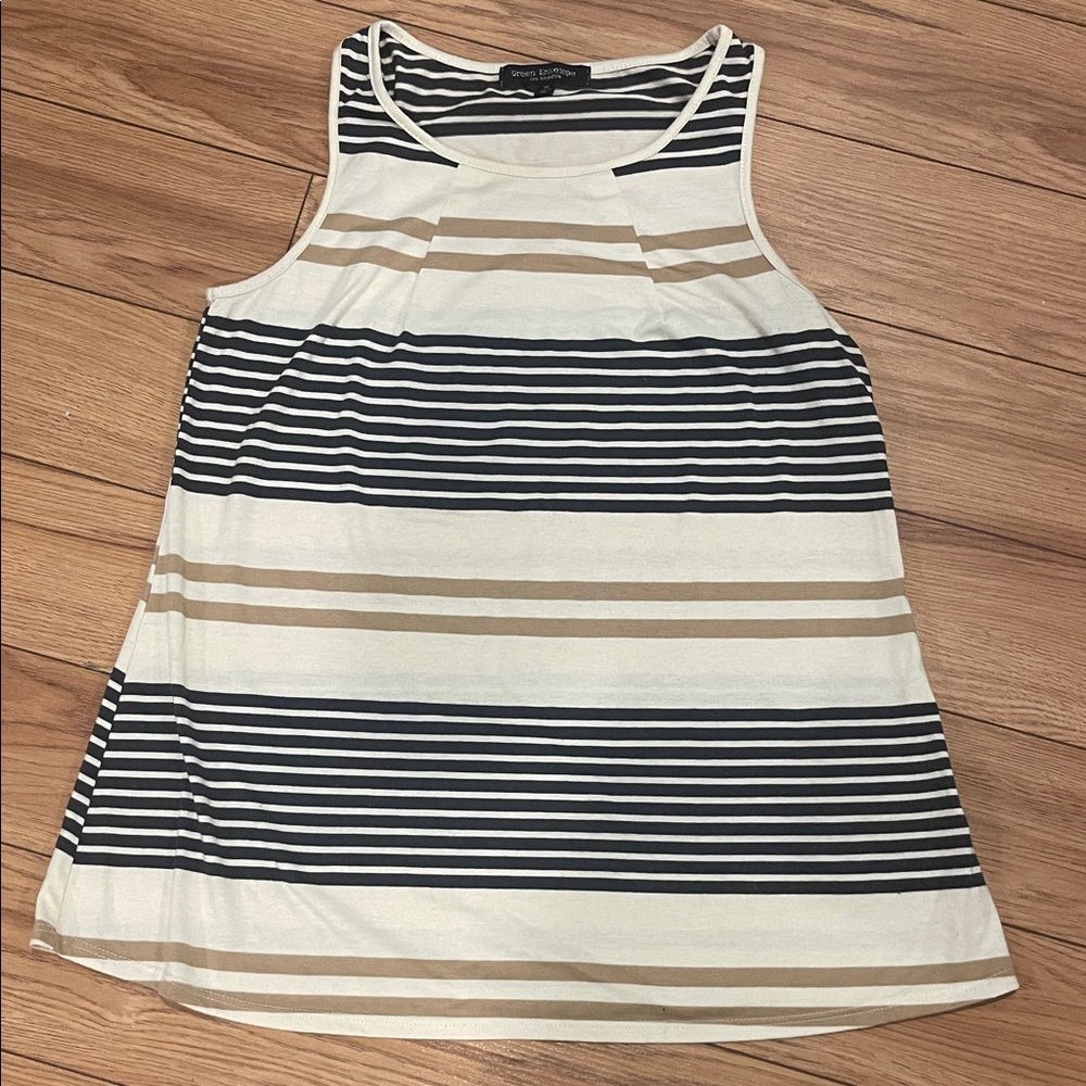 Green Envelope Navy and Cream Striped women Top medium
